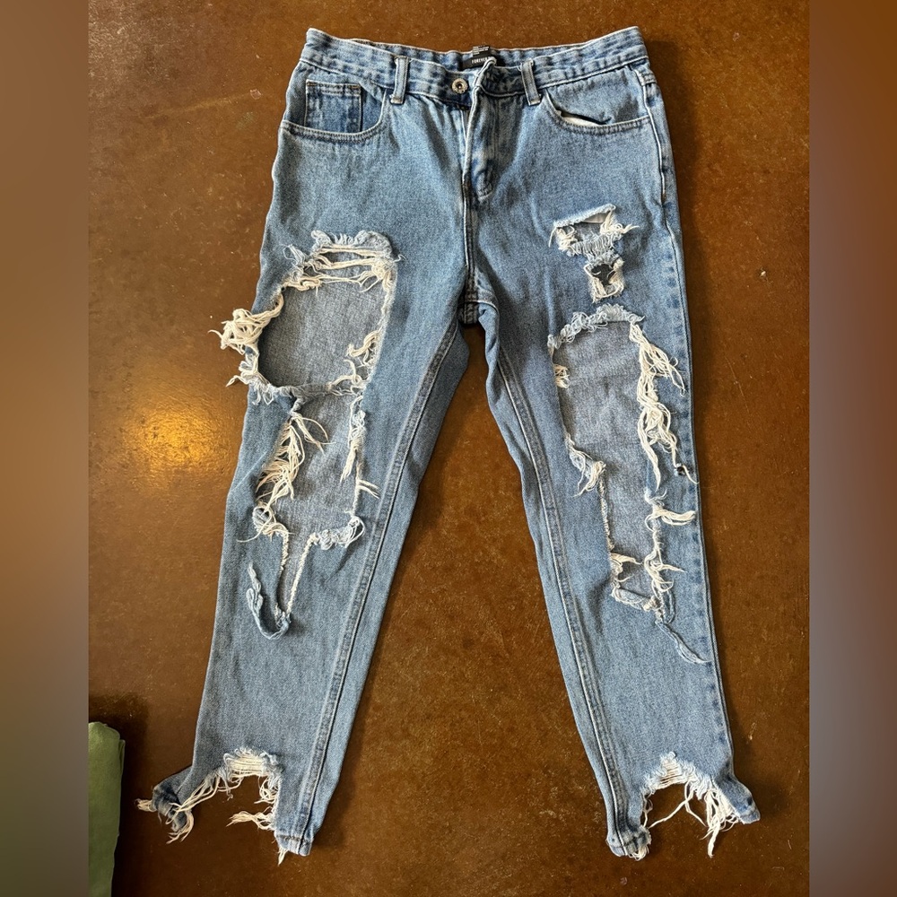 Forever 21 Ripped Distressed Denim Jeans